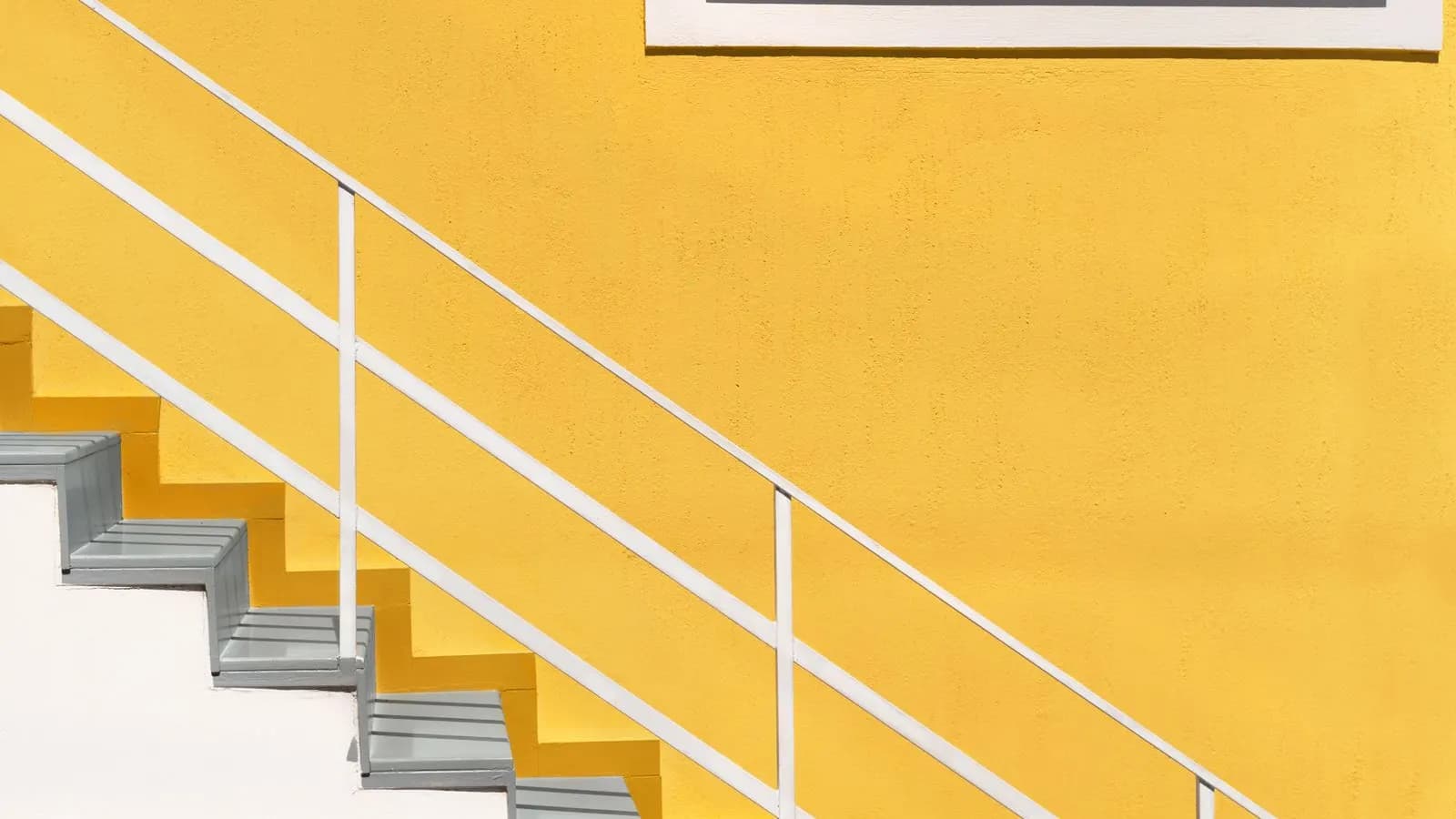 Bold minimalist composition against a warm yellow wall