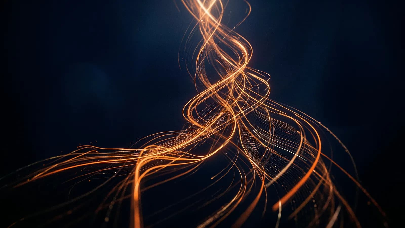 Abstract ascending light trails on a dark field