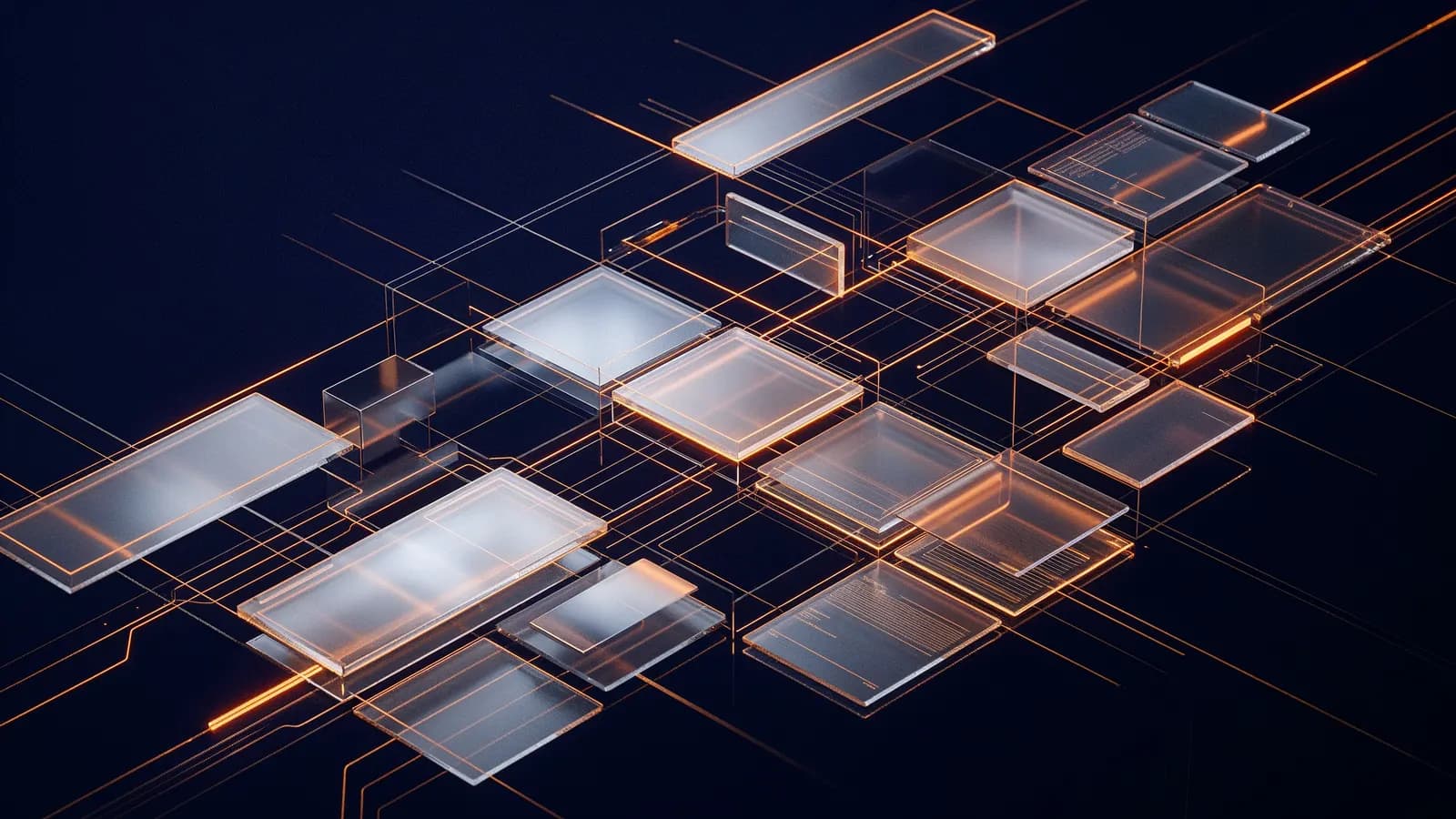 Abstract modular grid of floating interface panels