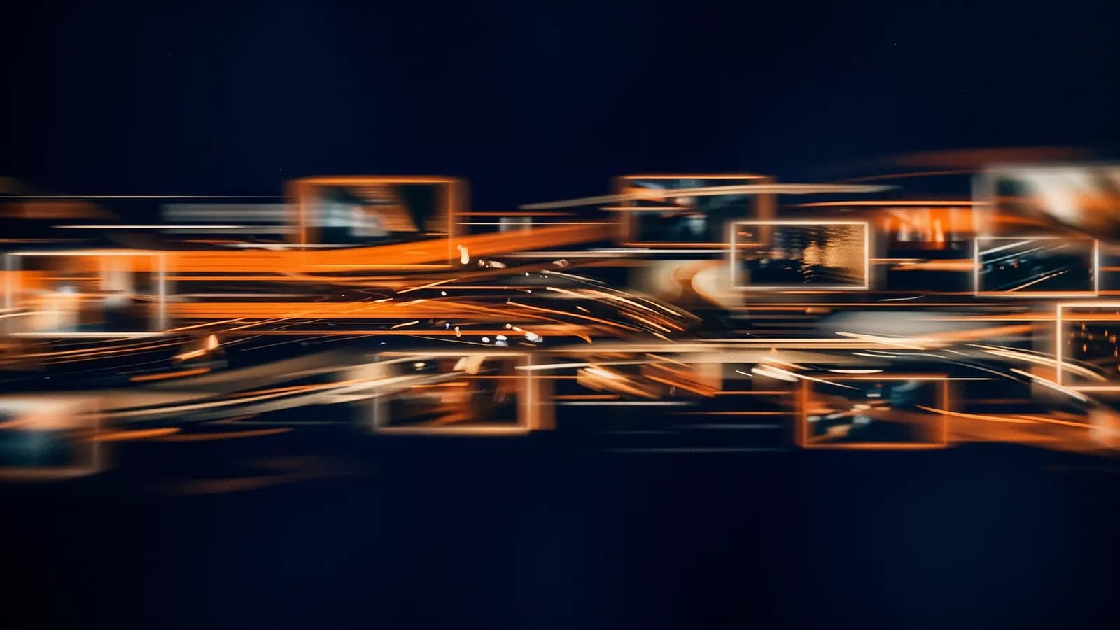 Abstract horizontal light streaks suggesting a timeline